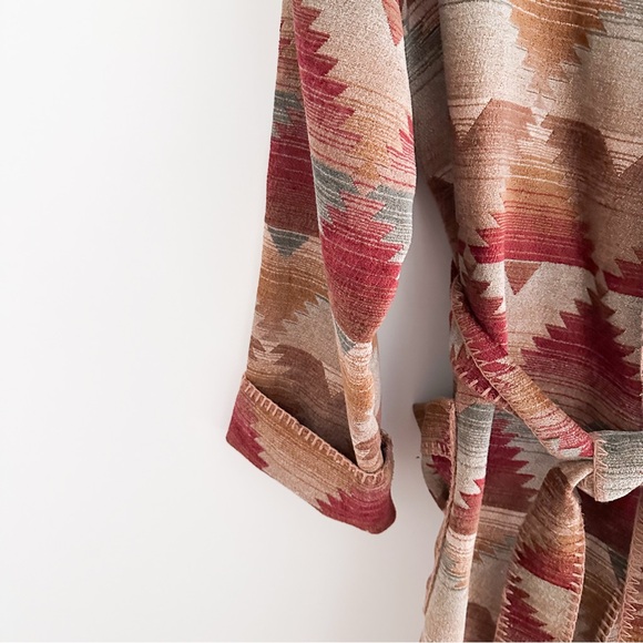 Vintage Southwestern Blanket Robe Tribal Pattern Belted Duster Boho Western XL - Picture 5 of 10